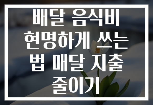 배달 음식비 현명하게 쓰는 법 매달 지출 줄이기