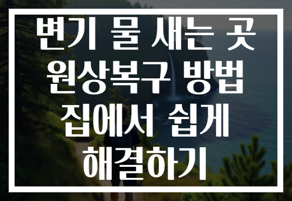 변기 물 새는 곳 원상복구 방법 집에서 쉽게 해결하기