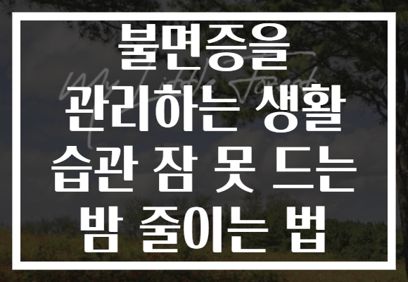 불면증을 관리하는 생활 습관 잠 못 드는 밤 줄이는 법