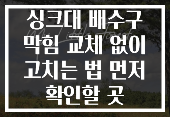 싱크대 배수구 막힘 교체 없이 고치는 법 먼저 확인할 곳