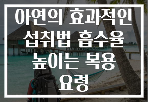 아연의 효과적인 섭취법 흡수율 높이는 복용 요령