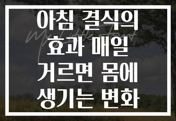 아침 결식의 효과 매일 거르면 몸에 생기는 변화