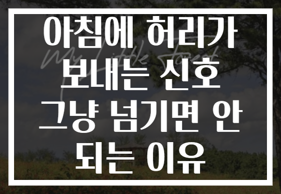 아침에 허리가 보내는 신호 그냥 넘기면 안 되는 이유