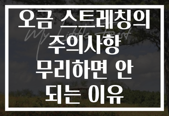 오금 스트레칭의 주의사항 무리하면 안 되는 이유