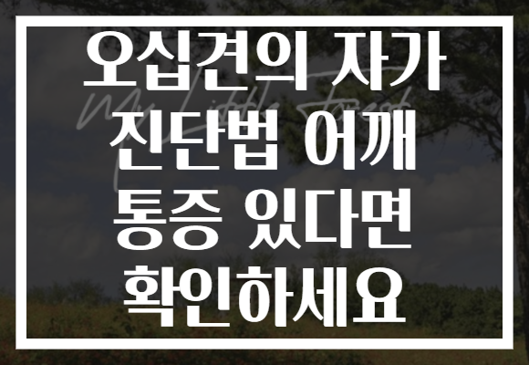 오십견의 자가 진단법 어깨 통증 있다면 확인하세요