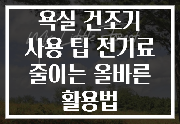 욕실 건조기 사용 팁 전기료 줄이는 올바른 활용법