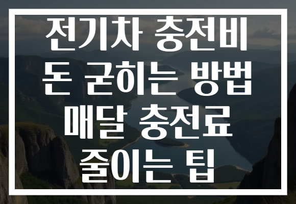전기차 충전비 돈 굳히는 방법 매달 충전료 줄이는 팁