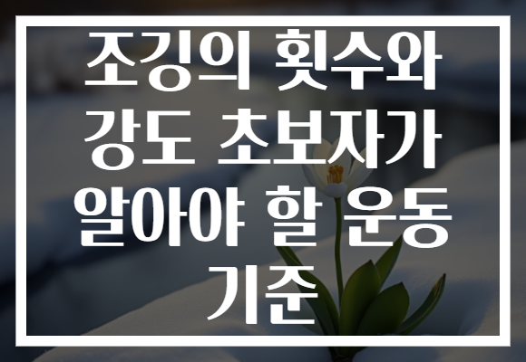 조깅의 횟수와 강도 초보자가 알아야 할 운동 기준