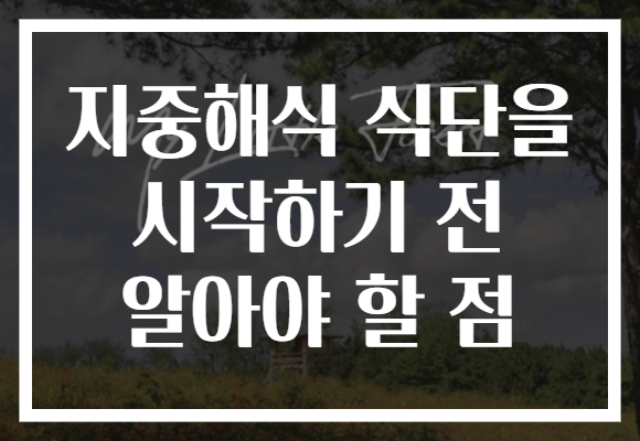 지중해식 식단을 시작하기 전 알아야 할 점