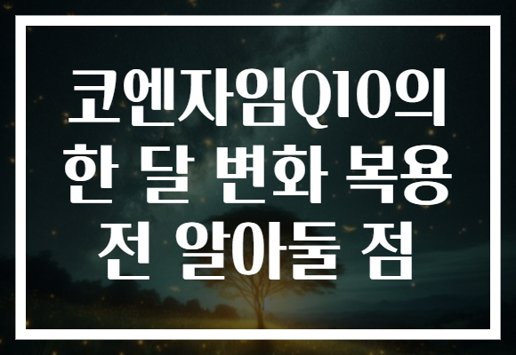 코엔자임Q10의 한 달 변화 복용 전 알아둘 점