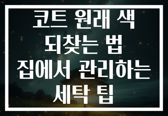 코트 원래 색 되찾는 법 집에서 관리하는 세탁 팁