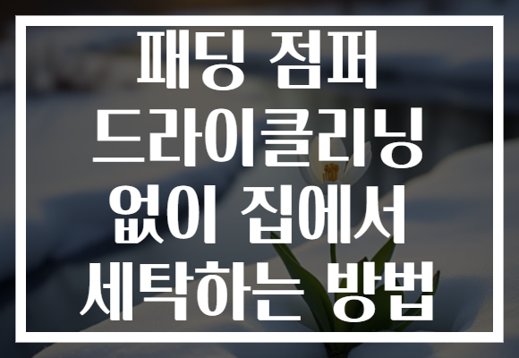 패딩 점퍼 드라이클리닝 없이 집에서 세탁하는 방법