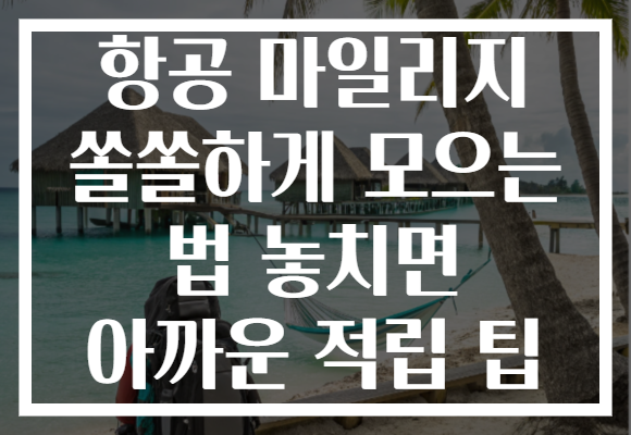 항공 마일리지 쏠쏠하게 모으는 법 놓치면 아까운 적립 팁