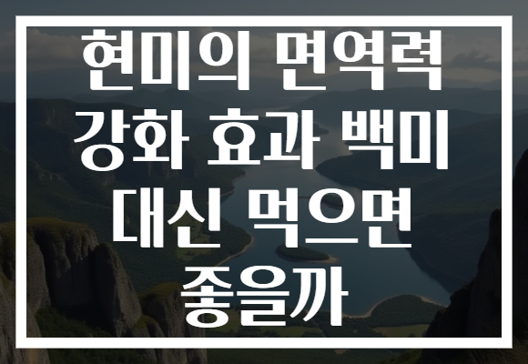 현미의 면역력 강화 효과 백미 대신 먹으면 좋을까