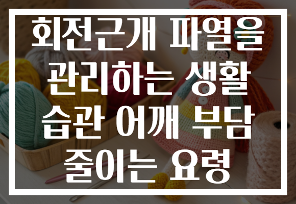회전근개 파열을 관리하는 생활 습관 어깨 부담 줄이는 요령