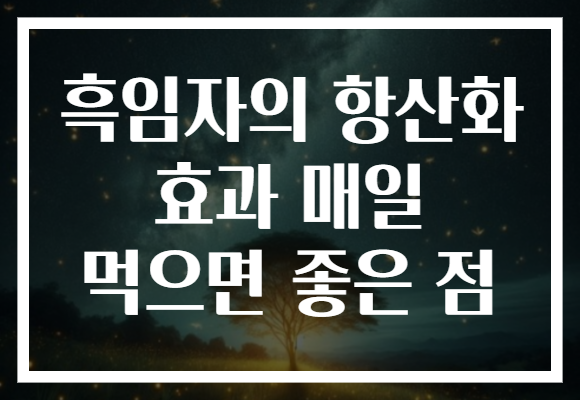 흑임자의 항산화 효과 매일 먹으면 좋은 점