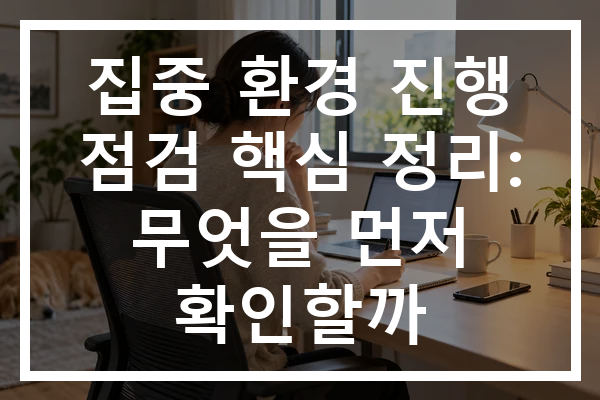 집중 환경 진행 점검 핵심 정리: 무엇을 먼저 확인할까
